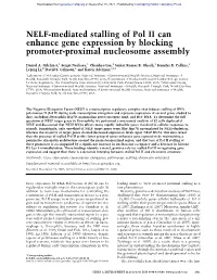 NELF-Mediated Stalling of Pol II Can Enhance Gene Expression by Blocking Promoter-Proximal Nucleosome Assembly