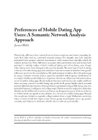 Preferences of Mobile Dating App Users: a Semantic Network Analysis Approach Jessica Welch