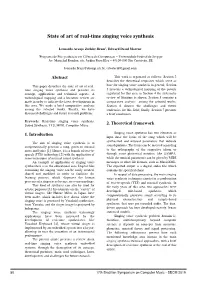 State of Art of Real-Time Singing Voice Synthesis