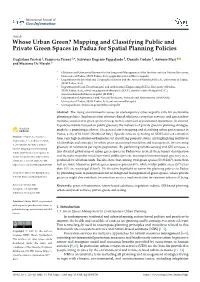 Whose Urban Green? Mapping and Classifying Public and Private Green Spaces in Padua for Spatial Planning Policies
