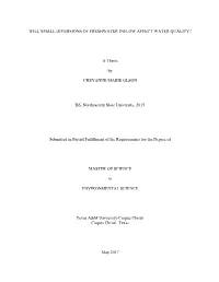 Will Small Diversions of Freshwater Inflow Affect Water Quality?