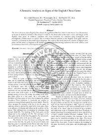 A Semiotic Analysis on Signs of the English Chess Game