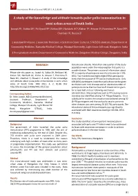 A Study of the Knowledge and Attitude Towards Pulse Polio Immunization in Semi Urban Areas of South India
