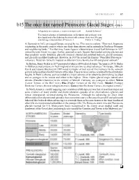 B15 the Once Four Named Pleistocene Glacial Stages &lt; Tills &gt;