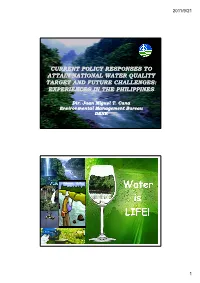 Current Policy Responses to Attain National Water Quality Target and Future Challenges: Experiences in the Philippines