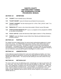 Dakota County Uniform Street Naming and Addressing System Procedural Manual