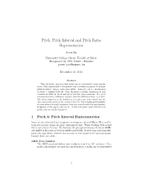 Document About Pitch, Pitch Interval, and Pitch Ratio Representation