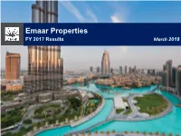 Emaar Properties FY 2017 Results March 2018 Disclaimer