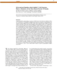 HLA-Derived Peptides Which Inhibit T Cell Function Bind to Members of the Heat-Shock Protein 70 Family by Elfriede N613ner, Jodi E