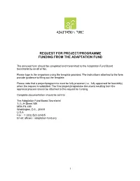 Request for Project/Programme Funding from the Adaptation Fund