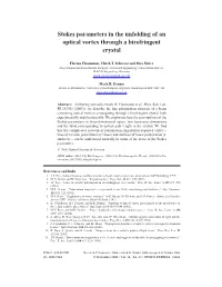 Stokes Parameters in the Unfolding of an Optical Vortex Through a Birefringent Crystal
