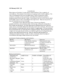 18 February 2015 – JB Invertebrates the Purpose of This Lab Is to Gain