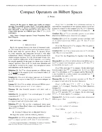 Compact Operators on Hilbert Spaces S