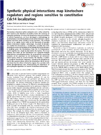 Synthetic Physical Interactions Map Kinetochore Regulators and Regions Sensitive to Constitutive Cdc14 Localization