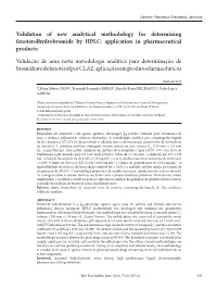 Validation of New Analytical Methodology for Determining Fenoterolhydrobromide by HPLC: Application in Pharmaceutical Products