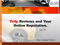 Yelp Reviews and Your Online Reputation
