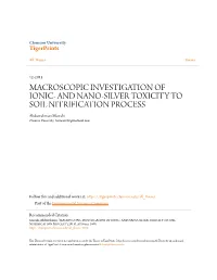AND NANO-SILVER TOXICITY to SOIL NITRIFICATION PROCESS Abdurrahman Masrahi Clemson University, Harman050@Hotmail.Com