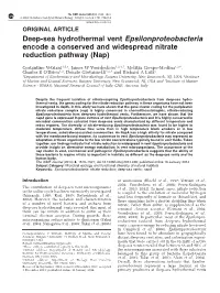 Deep-Sea Hydrothermal Vent Epsilonproteobacteria Encode a Conserved and Widespread Nitrate Reduction Pathway (Nap)