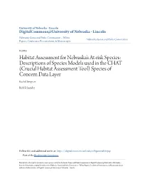 Habitat Assessment for Nebraska's At-Risk Species