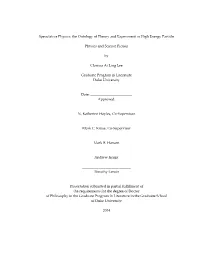 I Speculative Physics: the Ontology of Theory And