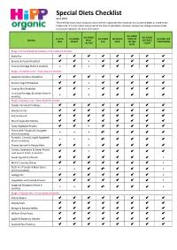 Special Diets Checklist April 2016 This Checklist Shows Which Products Contain Certain Substances That Most Commonly Cause Allergies Or Intolerances