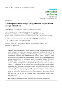 Teaching Sustainable Design Using BIM and Project-Based Energy Simulations