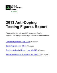 2013 Anti-Doping Testing Figures Report