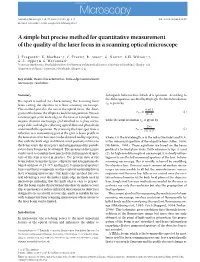 A Simple but Precise Method for Quantitative Measurement of the Quality of the Laser Focus in a Scanning Optical Microscope