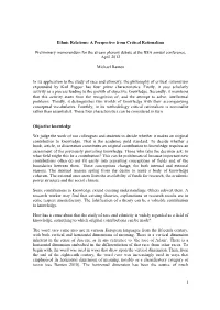 Ethnic Relations: a Perspective from Critical Rationalism