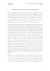 How Did India's Punjab Crisis Arise and How Has It Been Resolved? the Storming of the Golden Temple in Amritsar by the Indian