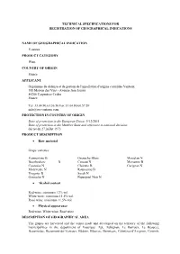 Technical Specifications for Registration of Geographical Indications