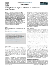 Adding Historical Depth to Definitions of Mindfulness Analayo 13