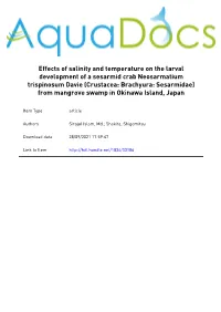 Effects of Salinity and Temperature on the Larval Development of A