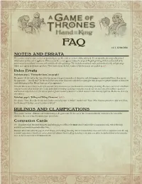 Notes and Errata Rulings and Clarifications