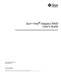 Sun Intel Adaptec RAID User's Guide