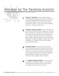 Activities for the Tarantula Scientist