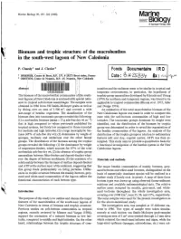 Biomass and Trophic Structure of the Macrobenthos in the South-West Lagoon of New Caledonia D P