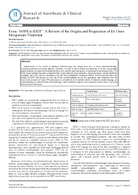 From 'OOPS to EXIT': a Review of the Origins and Progression of Ex Utero