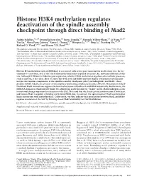 Histone H3K4 Methylation Regulates Deactivation of the Spindle Assembly Checkpoint Through Direct Binding of Mad2