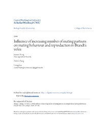 Influence of Increasing Number of Mating Partners on Mating Behaviour and Reproduction in Brandt’S Voles Jianjun Zhang China Agricultural University