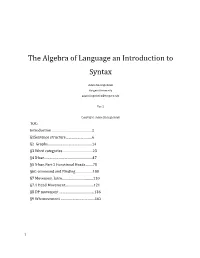 The Algebra of Language Introduction to Syntax