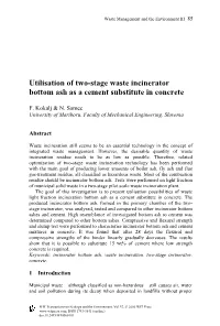 Utilisation of Two-Stage Waste Incinerator Bottom Ash As a Cement Substitute in Concrete
