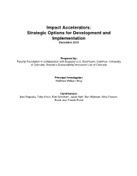 Impact Accelerators: Strategic Options for Development and Implementation December 2015