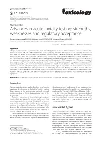 Advances in Acute Toxicity Testing: Strengths, Weaknesses and Regulatory Acceptance