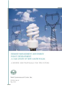 Demand Management and Energy Policy Development: a Case Study of New South Wales