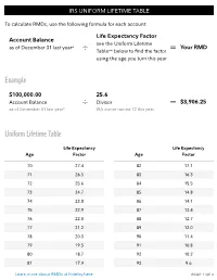 IRS Uniform Lifetime Table | Calculate Rmds | Fidelity