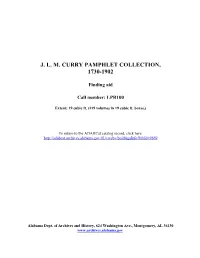 J. L. M. Curry Pamphlet Collection Finding