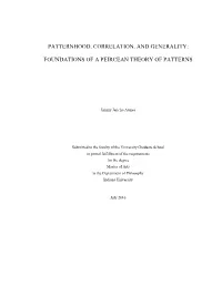 Patternhood, Correlation, and Generality