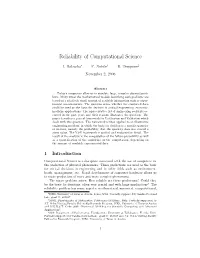 Reliability of Computational Science