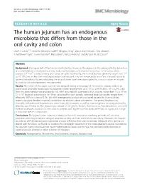 The Human Jejunum Has an Endogenous Microbiota That Differs from Those in the Oral Cavity and Colon Olof H